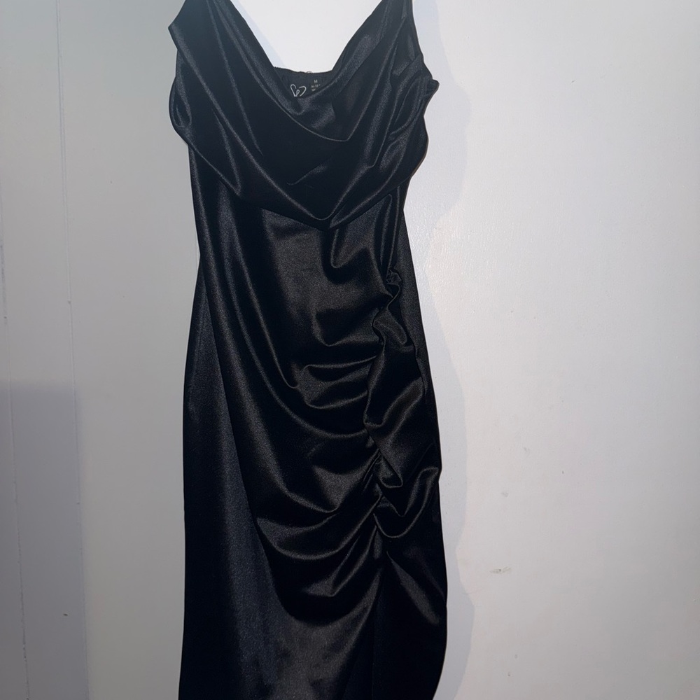 Windsor Black Satin Backless Dress
